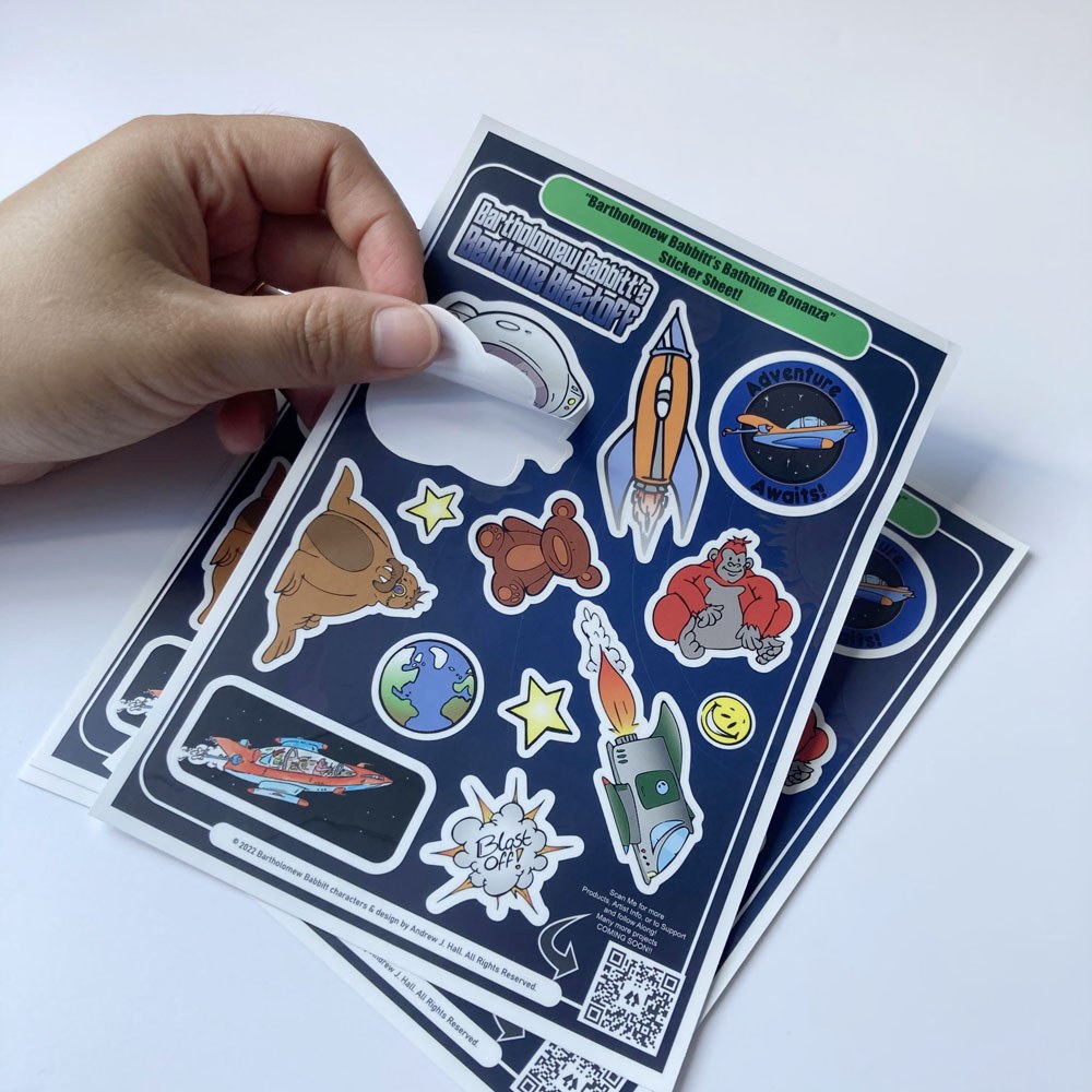 Impressão de adesivos infantis com um livro